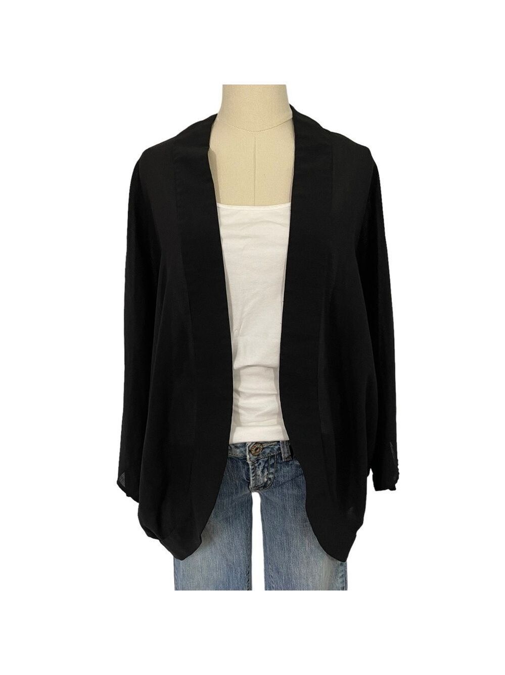 Kismet Lightweight Kimono Sz L/XL Black Topper Casual Office Career Everyday EUC